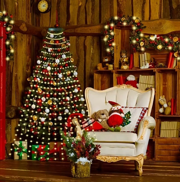 Multicolour strands on a tree in a holiday room