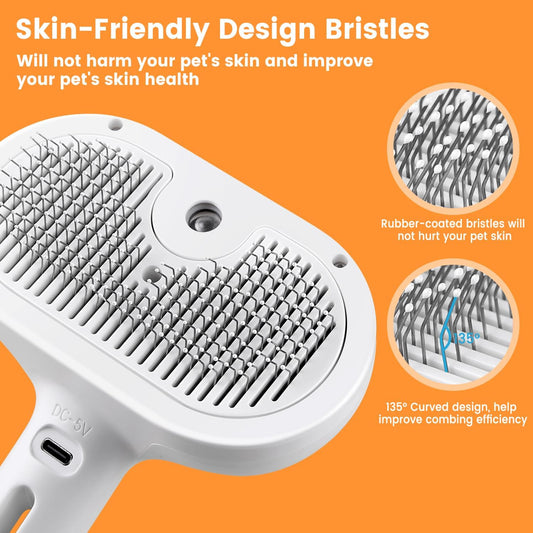 3-in-1 Steam Pet Grooming Tool: Spray Brush & Comb-SROYAS