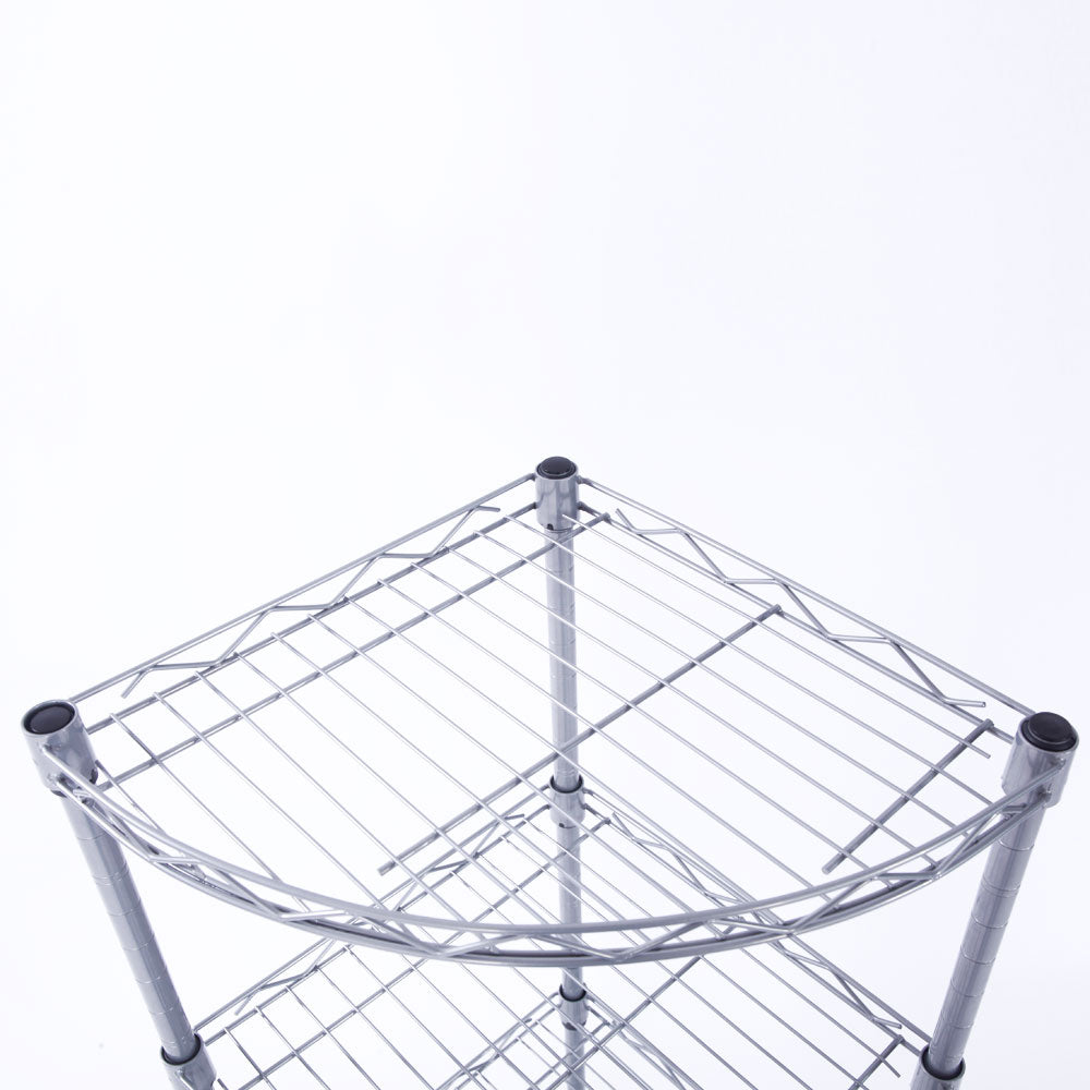 Upper corner shelf and pole connections