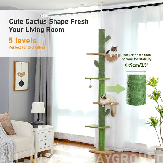 5-Tier Indoor Cat Climbing Tree - Cactus Cat Tower-SROYAS