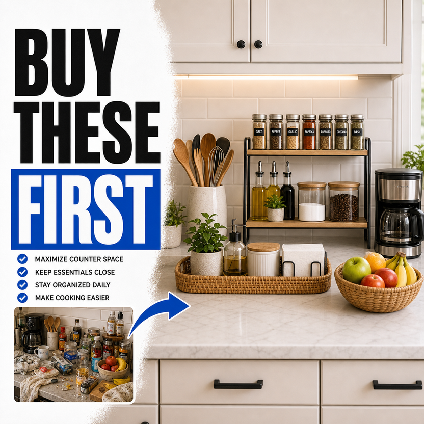 Kitchen countertop organizers worth buying first before and after