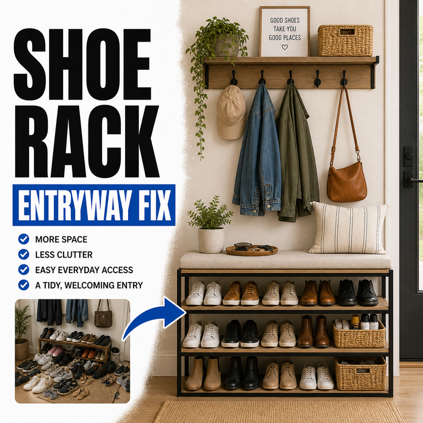 Best shoe rack for entryway spaces before and after