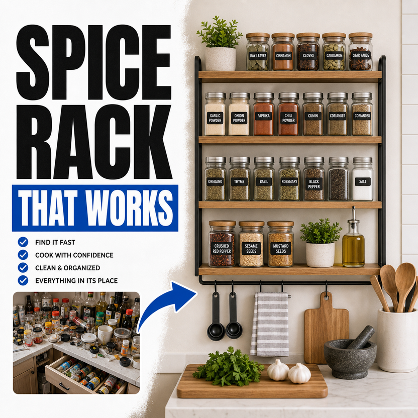 Spice rack organization that works before and after