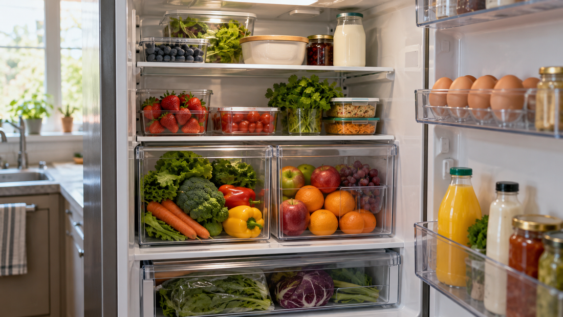 Home & Kitchen Organization Tips-SROYAS LLC-SROYAS Team-egg holder refrigerator-Evergreen-Food Storage-fridge organization-fruit storage containers-organize refrigerator eggs and produce-produce storage bins
