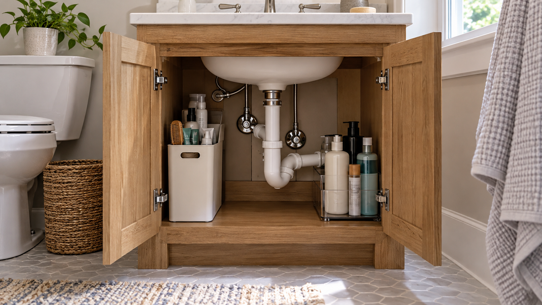 Home & Kitchen Organization Tips-SROYAS LLC-SROYAS Team-bathroom cabinet storage-bathroom under sink storage for small vanity-Evergreen-pedestal sink cabinet-under sink bathroom organizer-Under Sink Storage-vanity organizer