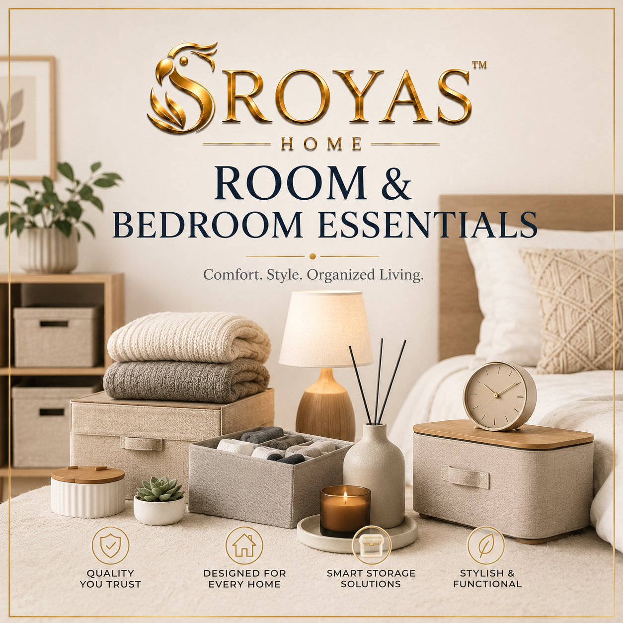 Create a calmer room with bedroom storage, closet organizers, shoe racks, bedside furniture, foldable bins, shelves, and smart solutions for everyday organization.