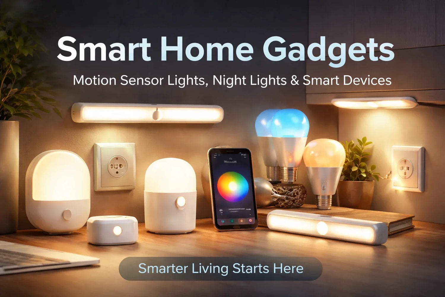 Discover smart home gadgets like motion sensor lights and LED night lights designed for convenience, safety, and modern living