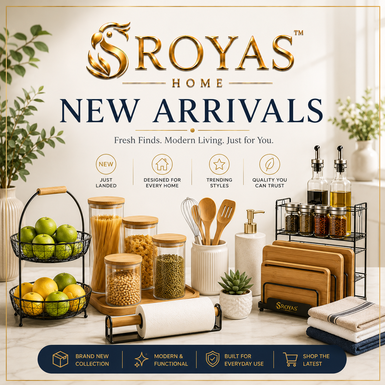 Explore the newest SROYAS home and kitchen organization finds, including fresh storage solutions for kitchens, bathrooms, bedrooms, laundry rooms, and entryways.