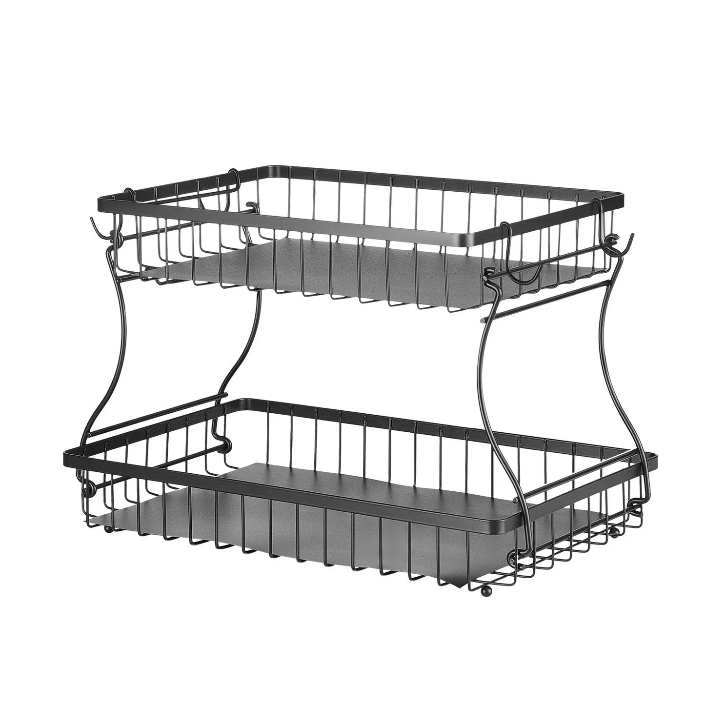 2-Tier Countertop Fruit Basket Stand with Banana Hanger-SROYAS 
