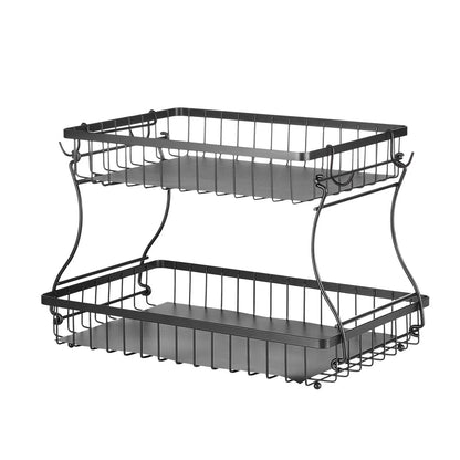 2-Tier Countertop Fruit Basket Stand with Banana Hanger-SROYAS 