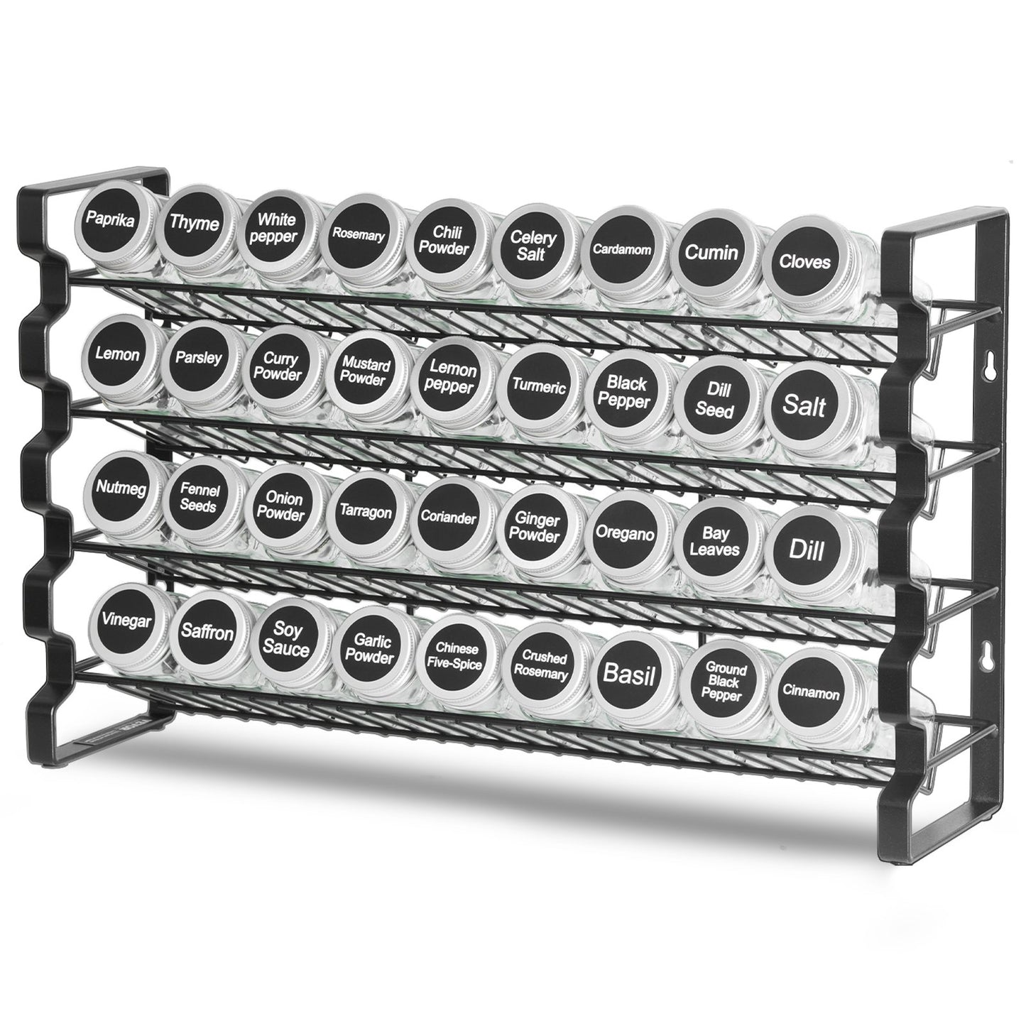 4-Tier Spice Rack Organizer with 36 Glass Jars – Countertop or Wall Mount-SROYAS 