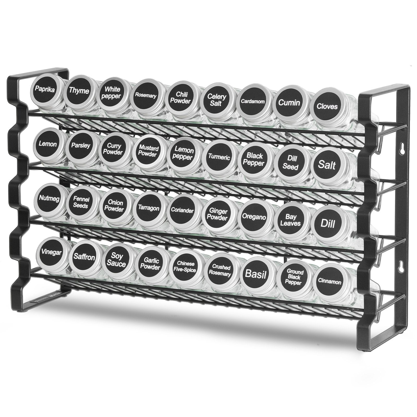 4-Tier Spice Rack Organizer with 36 Glass Jars – Countertop or Wall Mount-SROYAS 