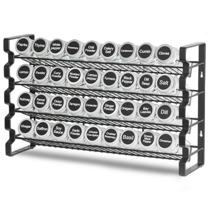 4-Tier Spice Rack Organizer with 36 Glass Jars – Countertop or Wall Mount-SROYAS 