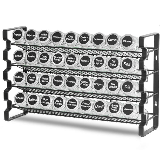 4-Tier Spice Rack Organizer with 36 Glass Jars – Countertop or Wall Mount-SROYAS 