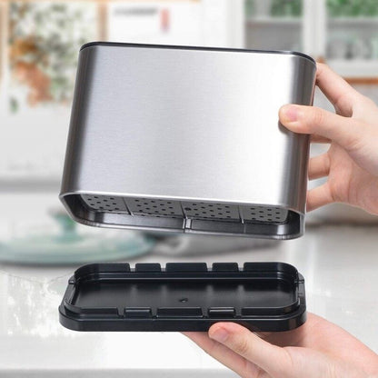 Stainless Steel Utensil Holder with 4 Compartments & Drain Base - product image 2 | SROYAS kitchen countertop organizer