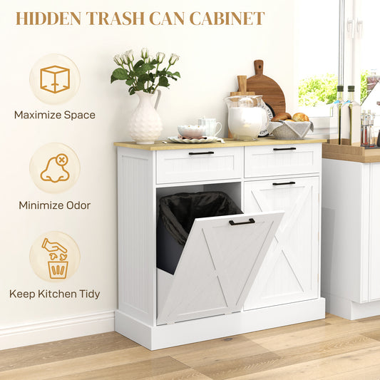 Farmhouse Tilt-Out Trash Cabinet with 3-Tier Spice Rack-SROYAS 