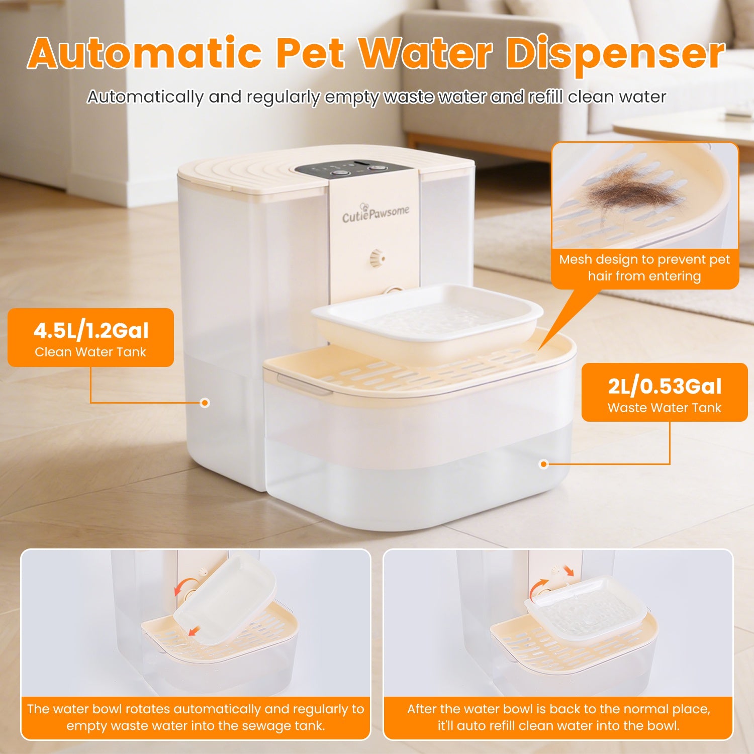 Smart Automatic Pet Water Fountain - 4.5L Rechargeable-SROYAS 