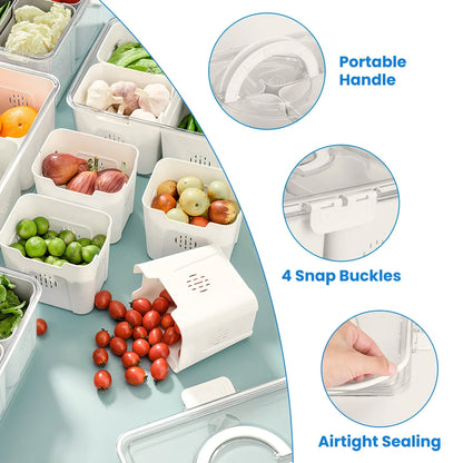 2-Pack Airtight Fruit Storage Containers – 8 Colander Baskets, 227oz-SROYAS 
