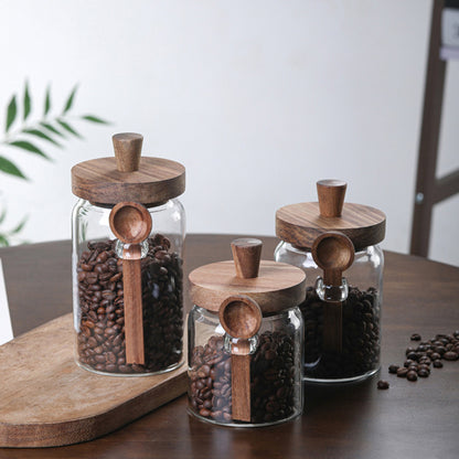 Glass Storage Jars with Spoons – Set of 3 | Airtight Borosilicate Jars for Coffee, Tea, Candy & Spices-SROYAS 
