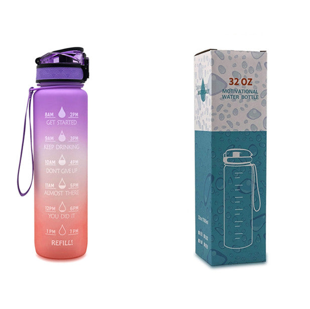 Motivational Water Bottle 1L with Time Marker - BPA Free