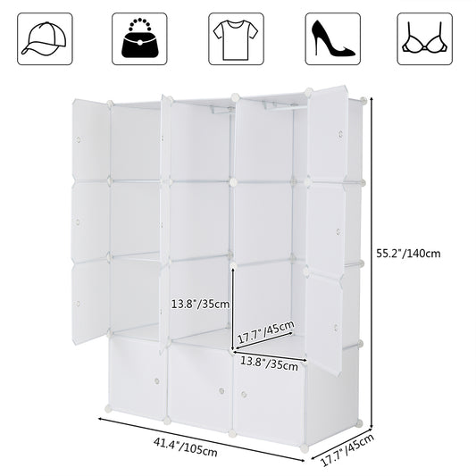 Overall and cube-module dimensions for white organizer