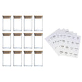 12-Piece Square Spice Jar Set with 72 Labels | Glass Kitchen Seasoning view 10 - pantry food storage and kitchen organization