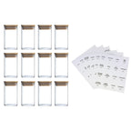 12-Piece Square Spice Jar Set with 72 Labels | Glass Kitchen Seasoning view 10 - pantry food storage and kitchen organization