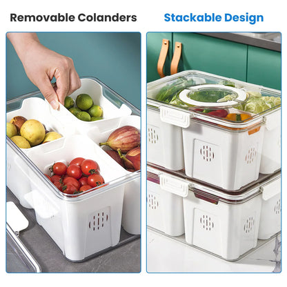 2-Pack Airtight Fruit Storage Containers – 8 Colander Baskets, 227oz-SROYAS 