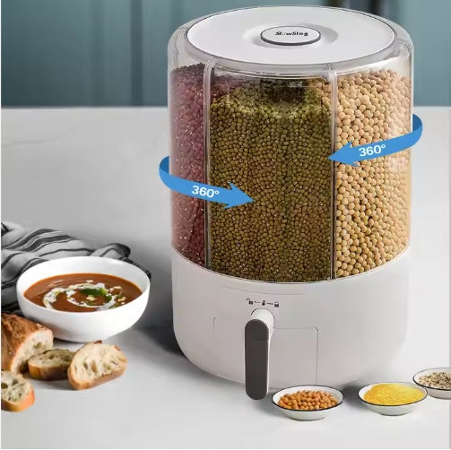 Large Rice Storage Container with Zipper Lid – Airtight Grain & Pet Food Bin-SROYAS -Color:White