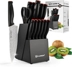 15-Piece Kitchen Knife Set with Block | Damascus Pattern, High Carbon Steel for kitchen organization and cabinet storage