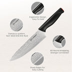 15-Piece Kitchen Knife Set with Block | Damascus Pattern, High Carbon Steel view 2 - kitchen organization and cabinet storage