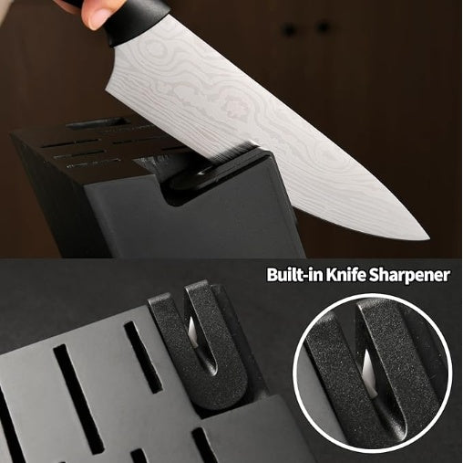 15-Piece Kitchen Knife Set with Block | Damascus Pattern, High Carbon Steel view 6 - kitchen organization and cabinet storage