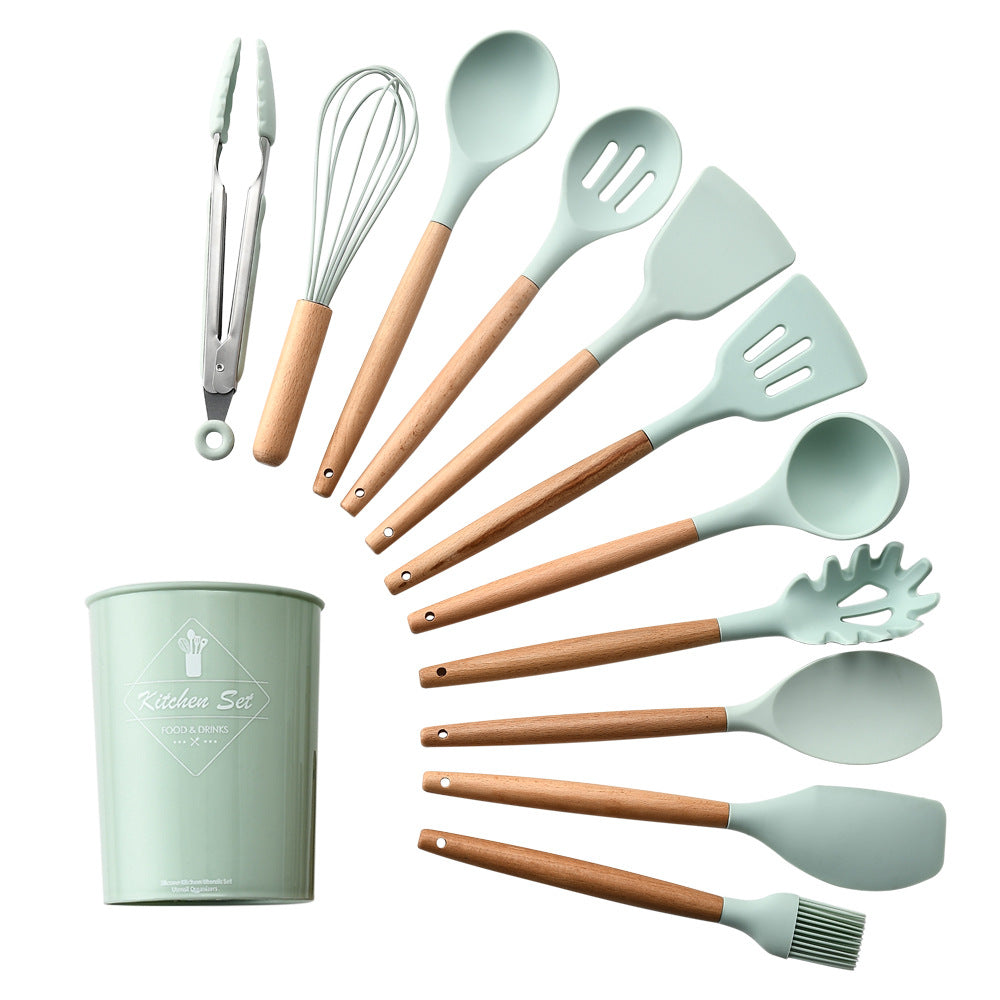 Silicone Kitchenware with Wooden Handle - Heat Resistant-SROYAS 
