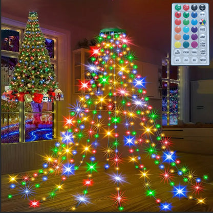 Multicolour tree lights with remote-control graphic