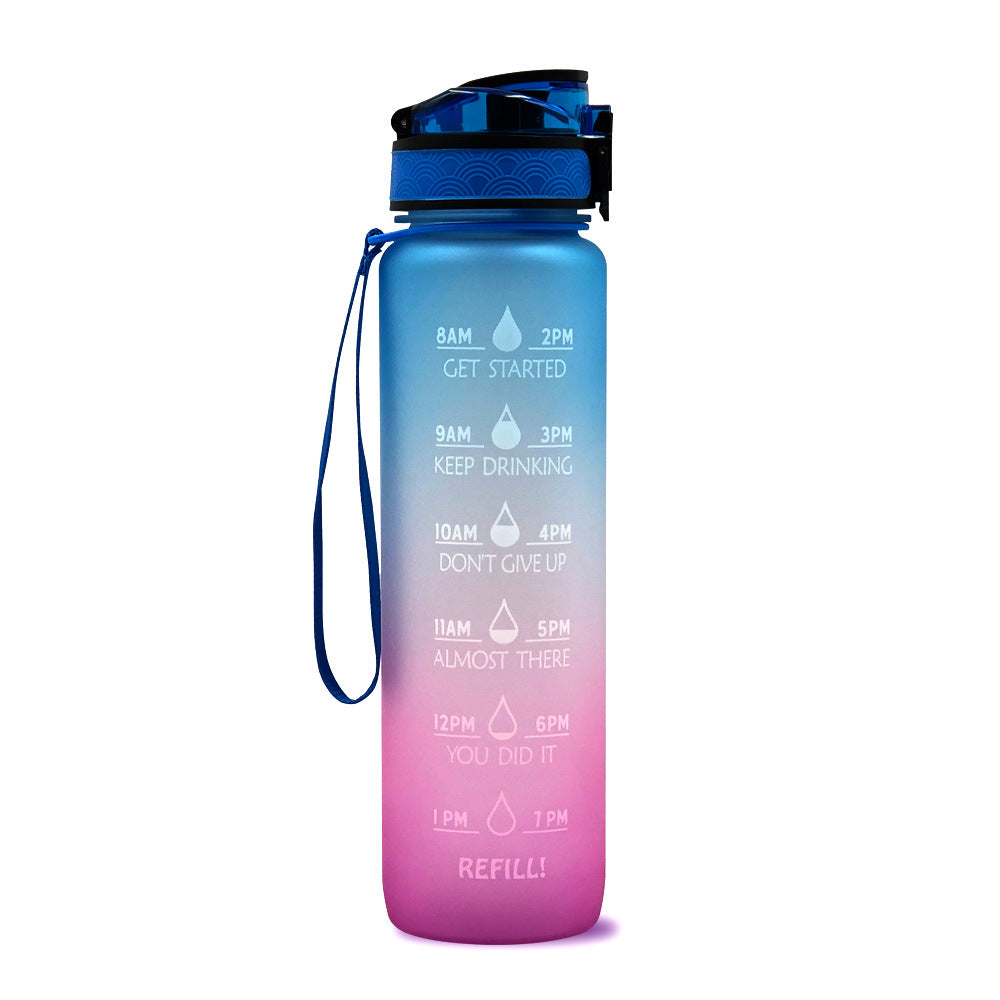 Motivational Water Bottle 1L with Time Marker - BPA Free