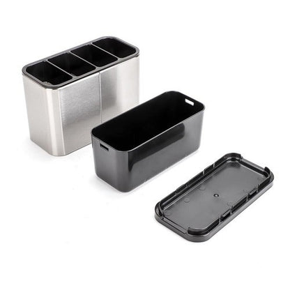 Stainless Steel Utensil Holder with 4 Compartments & Drain Base - product image 3 | SROYAS kitchen countertop organizer