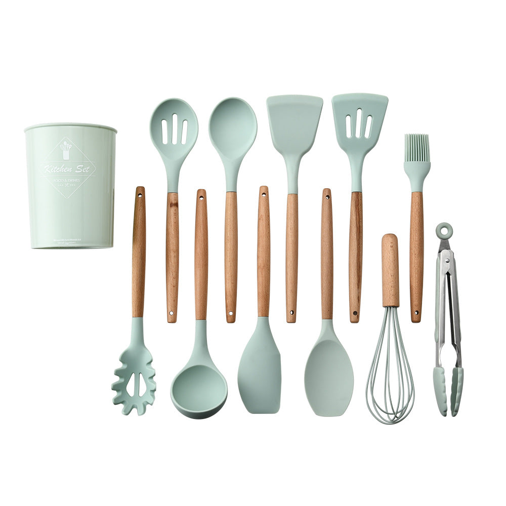 Silicone Kitchenware with Wooden Handle - Heat Resistant-Home Essentials Products-SROYAS 