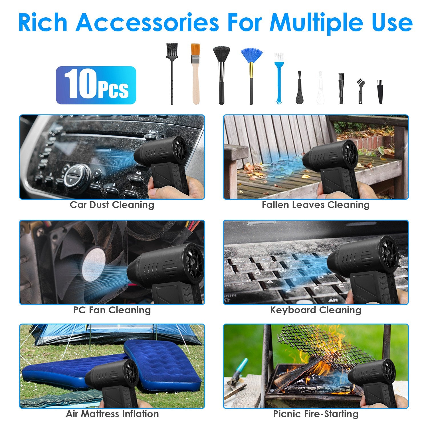 Cordless Air Duster 150,000 RPM - LED, 4-Speed, Type-C-SROYAS 