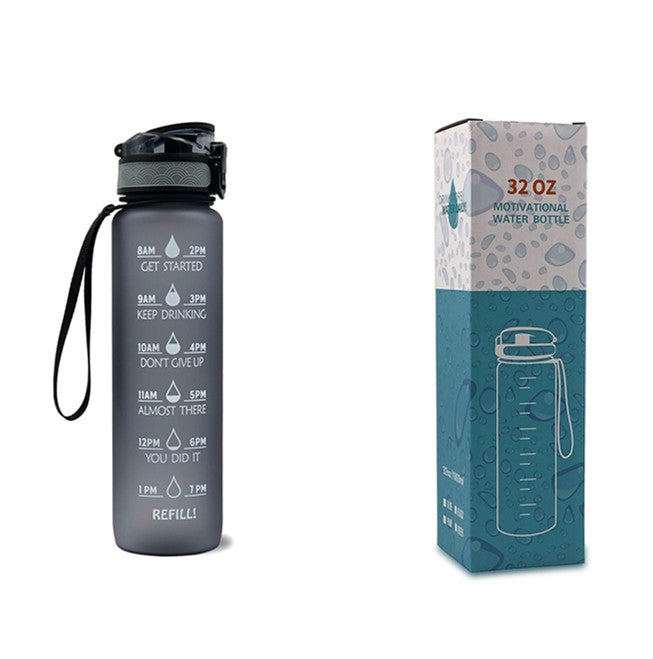 Motivational Water Bottle 1L with Time Marker - BPA Free
