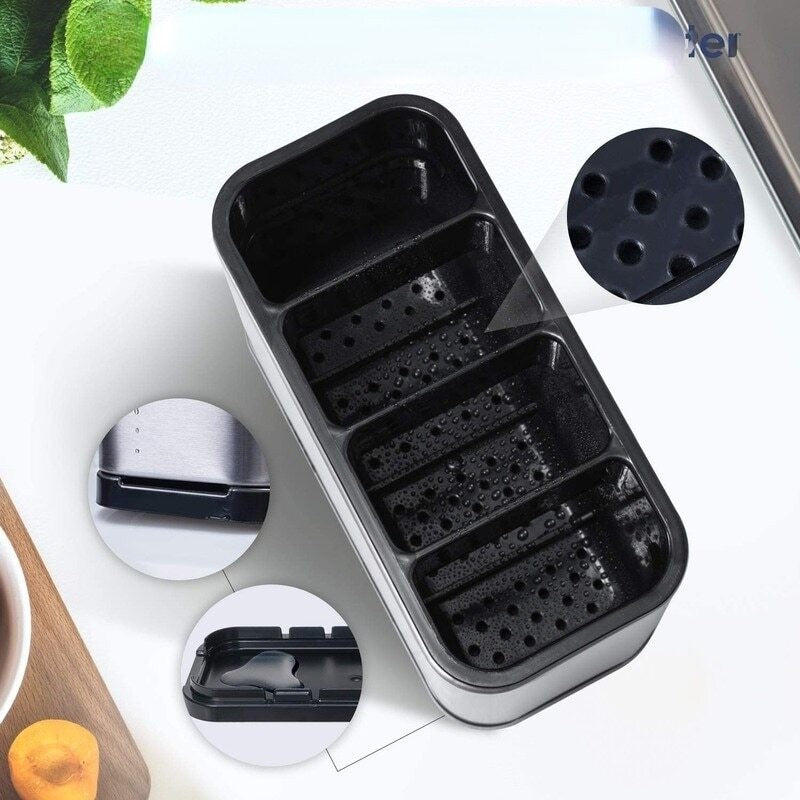 Stainless Steel Utensil Holder with 4 Compartments & Drain Base - product image 6 | SROYAS kitchen countertop organizer