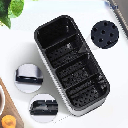 Stainless Steel Utensil Holder with 4 Compartments & Drain Base - product image 6 | SROYAS kitchen countertop organizer
