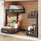 2 Pack of 2-Tier Pull-Out Under Sink Organizer with Sliding Baskets for bathroom organization and vanity storage