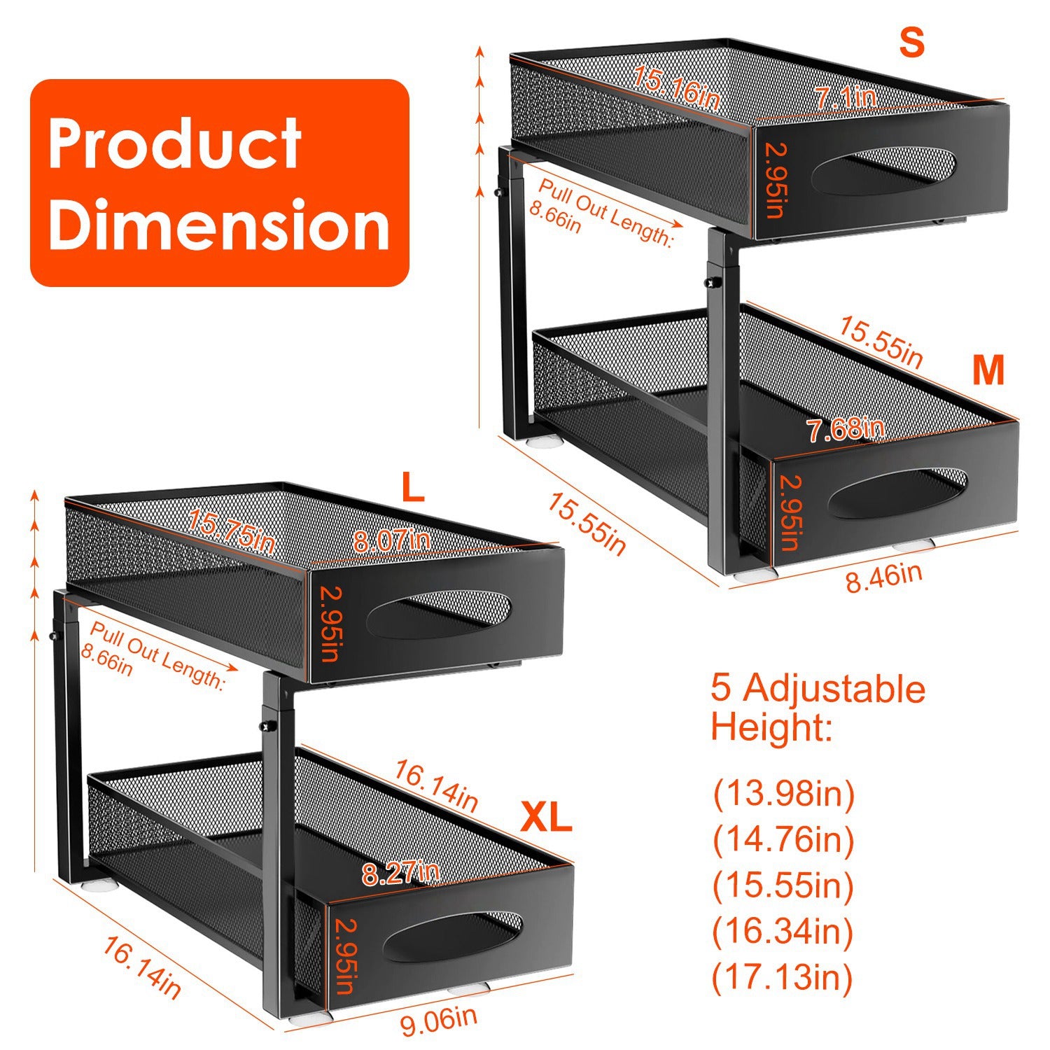 2 Pack of 2-Tier Pull-Out Under Sink Organizer with Sliding Baskets view 3 for bathroom organization and vanity storage