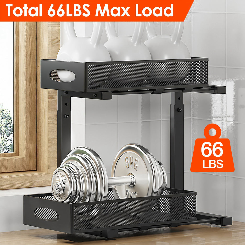 2 Pack of 2-Tier Pull-Out Under Sink Organizer with Sliding Baskets view 8 for bathroom organization and vanity storage
