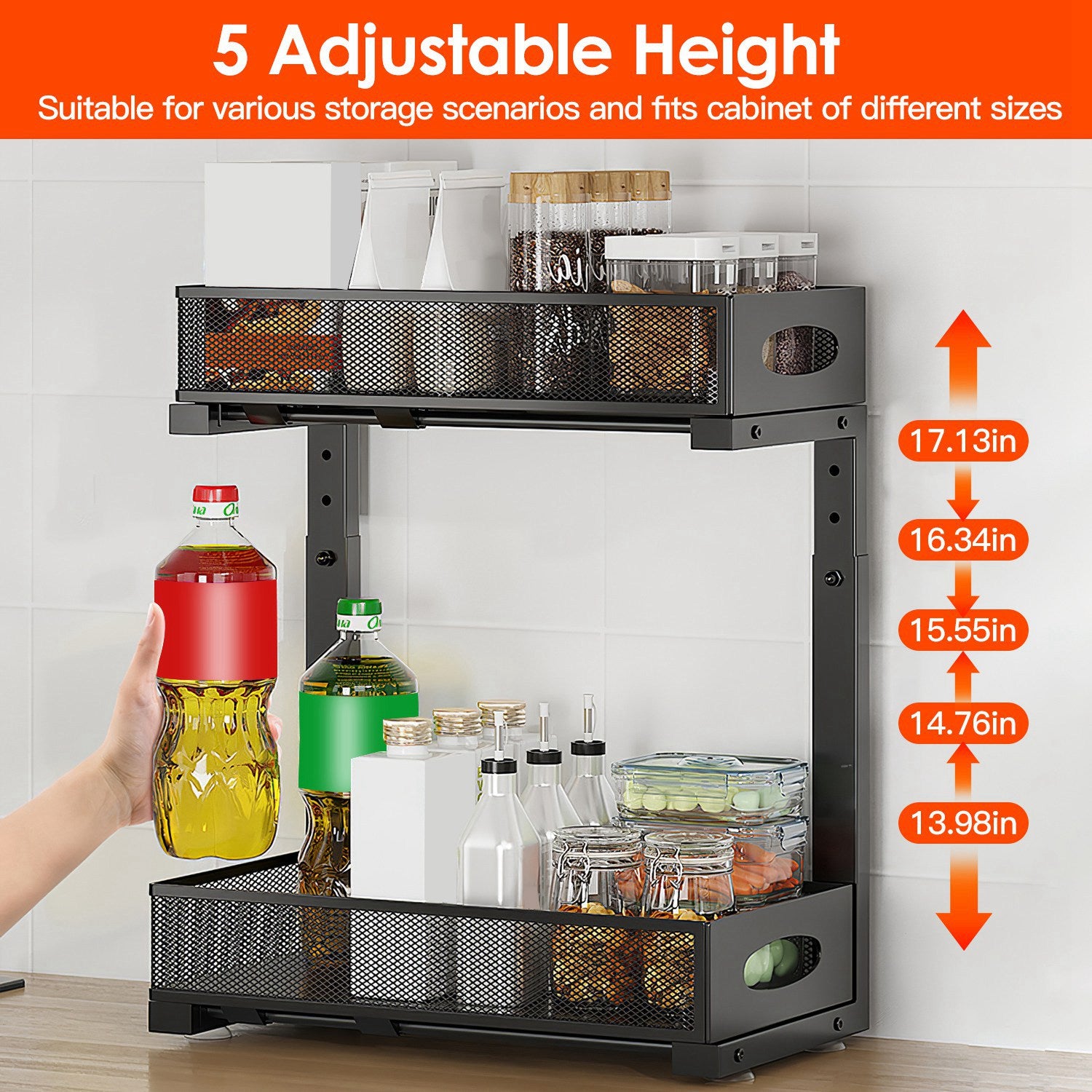 2 Pack of 2-Tier Pull-Out Under Sink Organizer with Sliding Baskets view 9 for bathroom organization and vanity storage