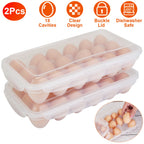 2-Pack Stackable Egg Holder for Refrigerator | 18-Cavity for pantry food storage and kitchen organization