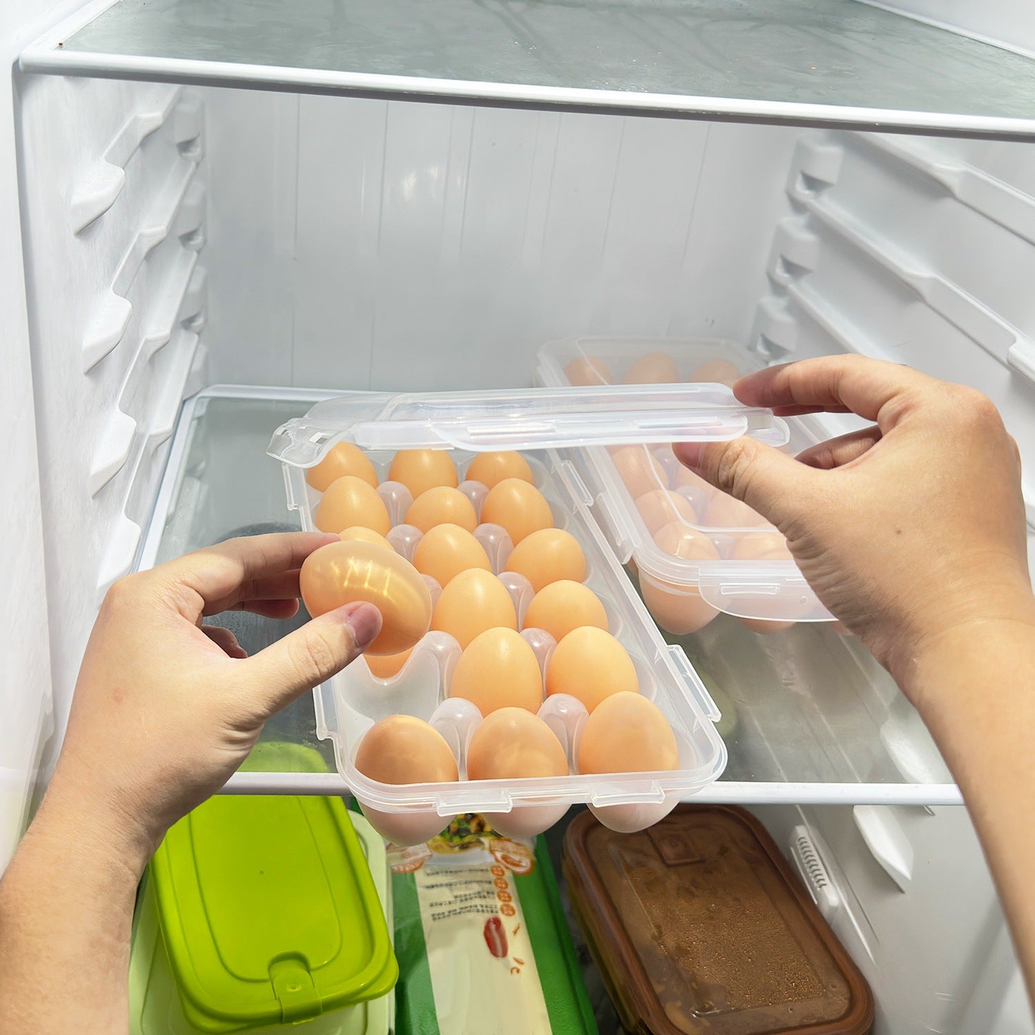 2-Pack Stackable Egg Holder for Refrigerator | 18-Cavity view 5 for pantry food storage and kitchen organization