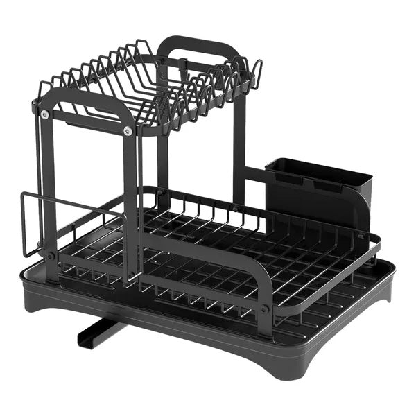2-Tier Dish Drying Rack Kitchen Organizer view 3 for laundry room organization and clothes storage