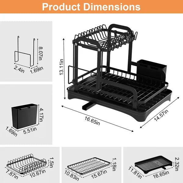 2-Tier Dish Drying Rack Kitchen Organizer view 4 for laundry room organization and clothes storage