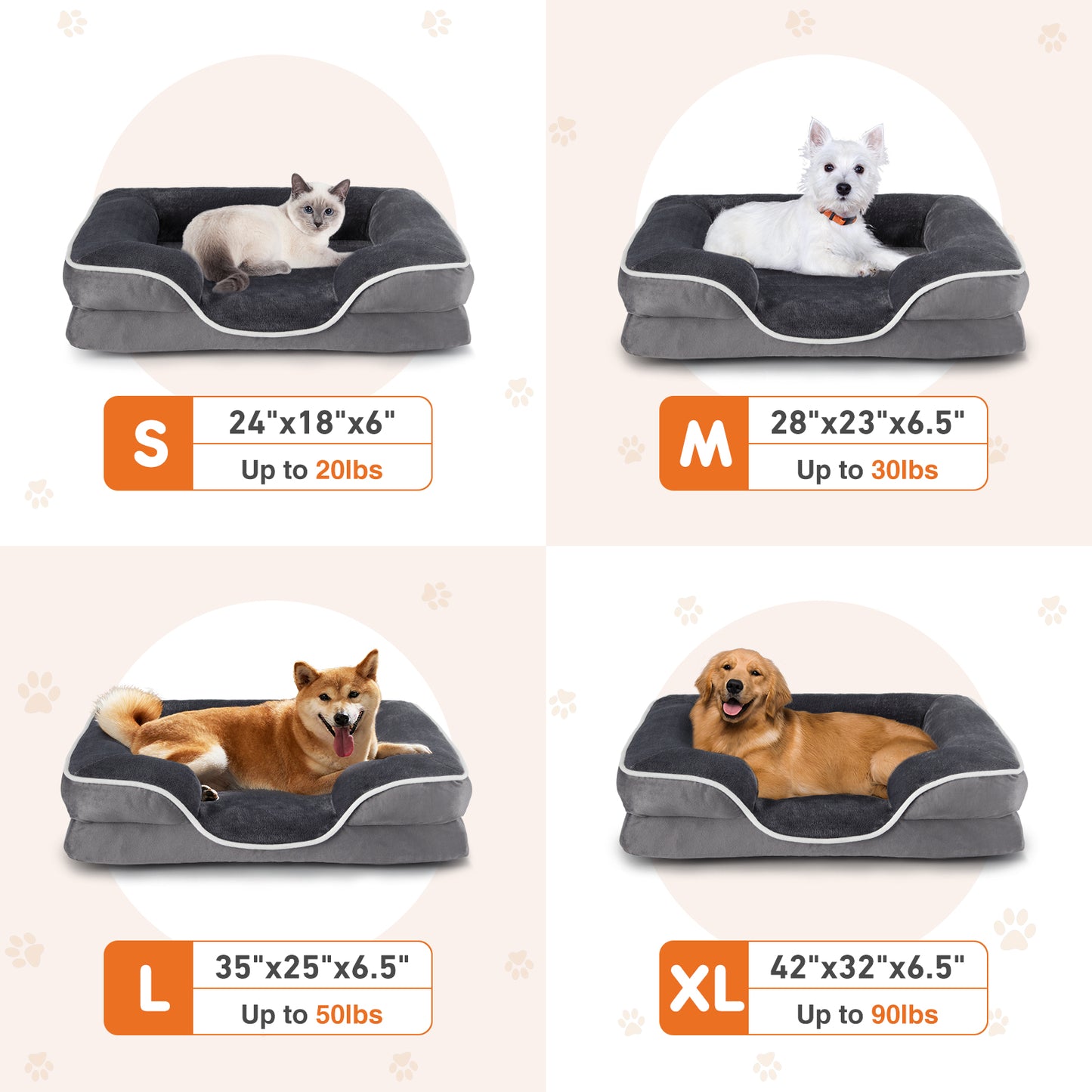 Memory Foam Pet Bed for Small Dogs & Cats | Washable Cover-Pet Care Products-SROYAS 